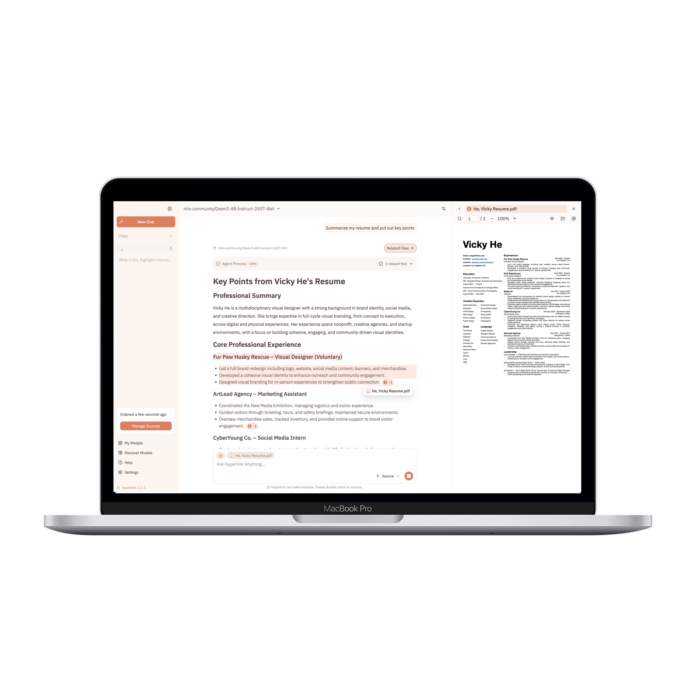 Hyperlink app in the warm Coral Sunrise theme on a laptop