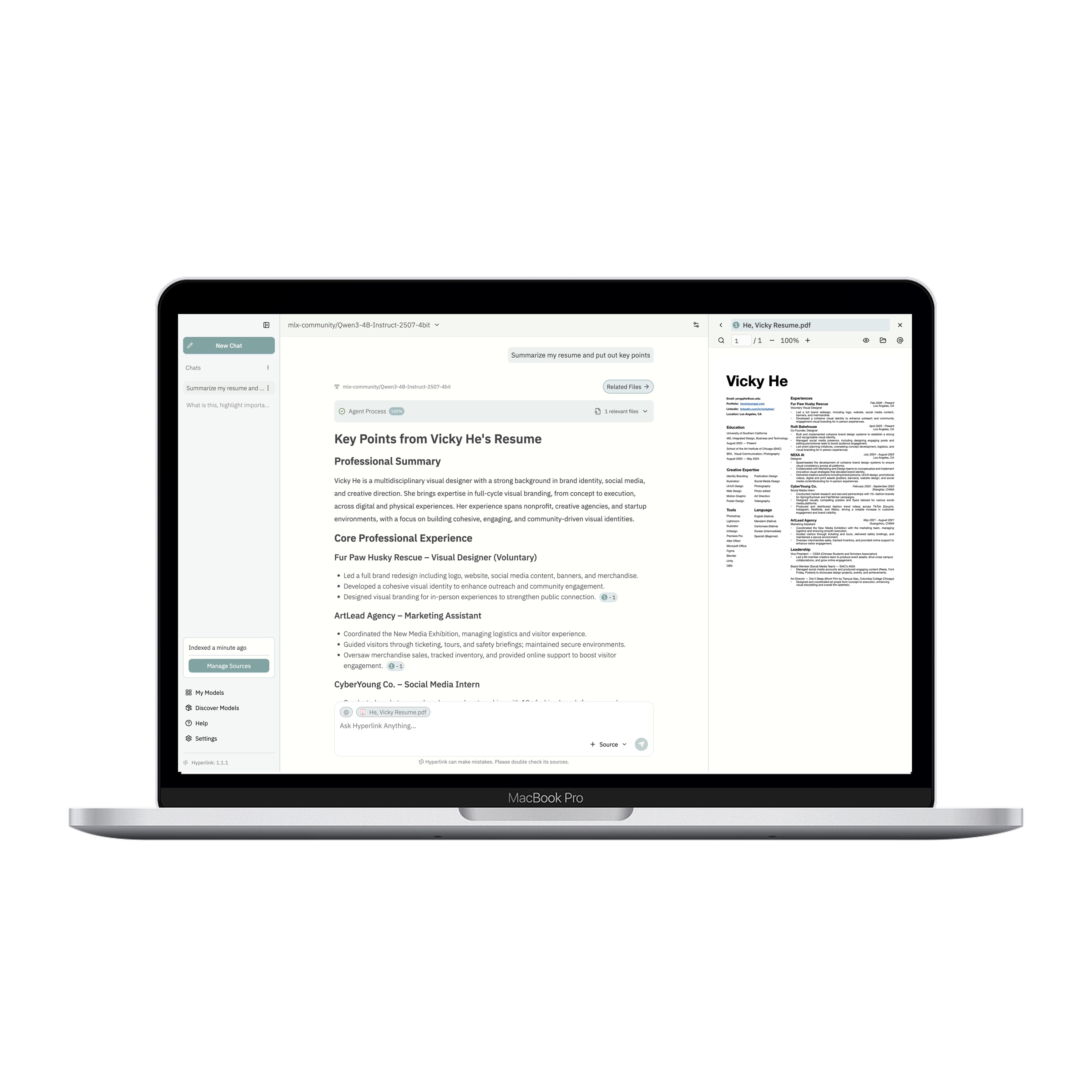 Hyperlink app in the calm Dusty Mint theme on a laptop