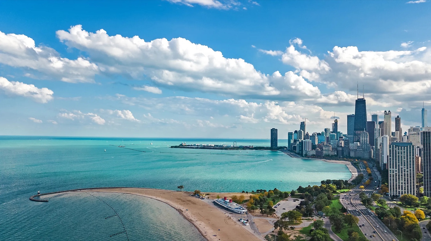 Chicago skyline over Lake Michigan