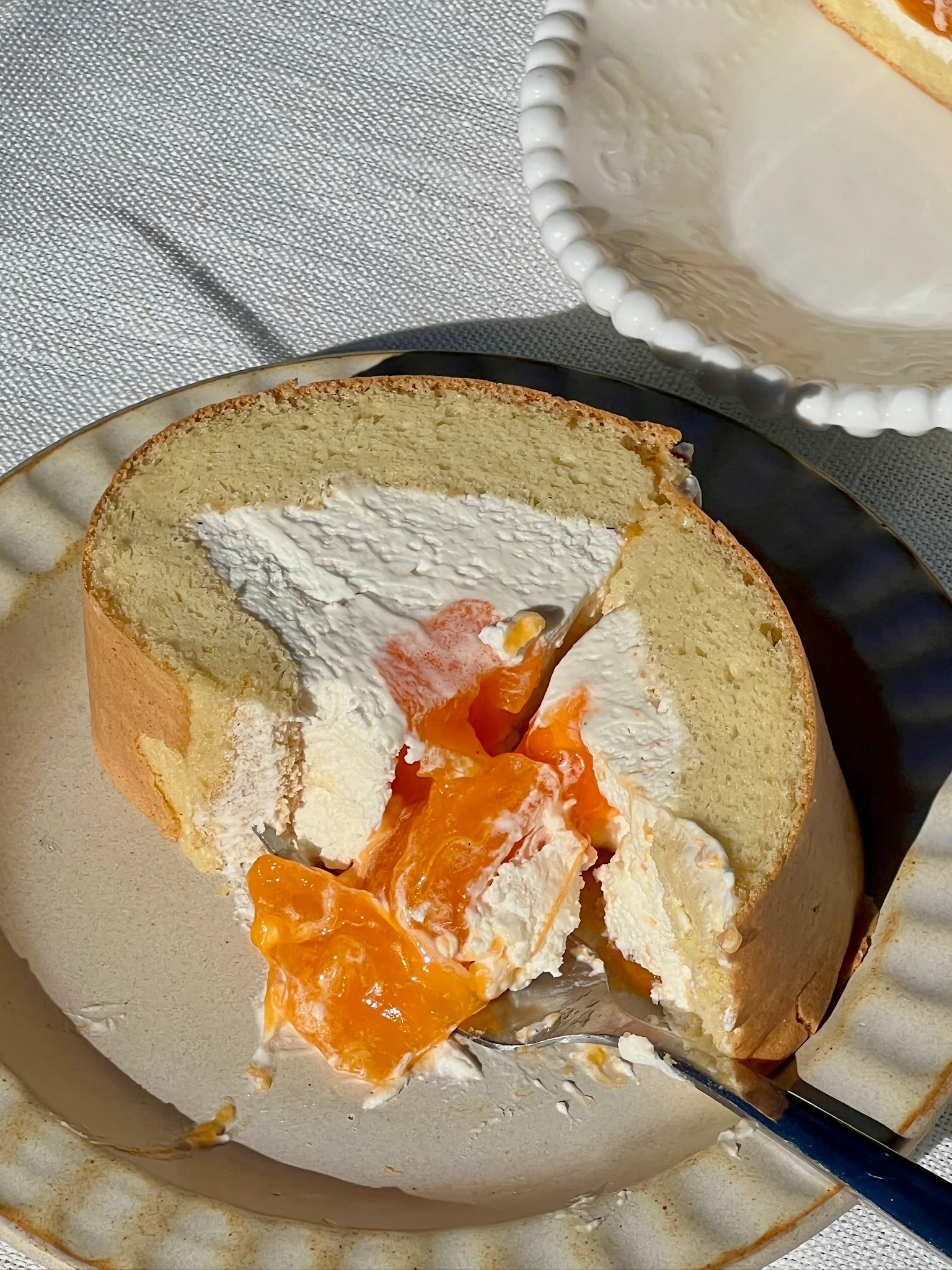 Cake roll slice with fruit filling